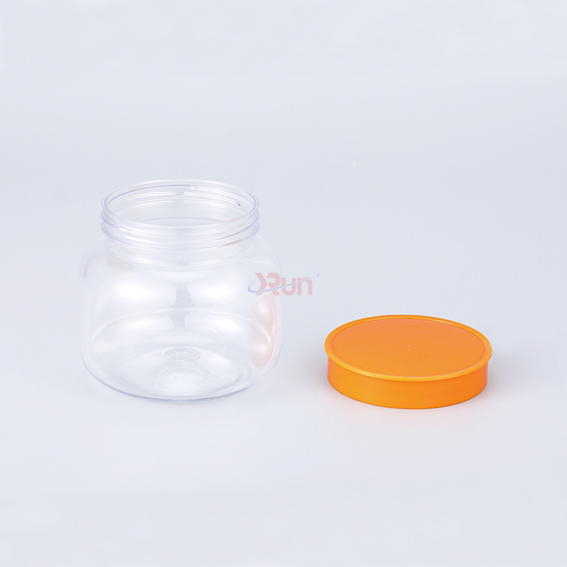 These plastic jars for food products for sale feature a food-grade empty PET jars, plastic screw caps, and heat seal liners.